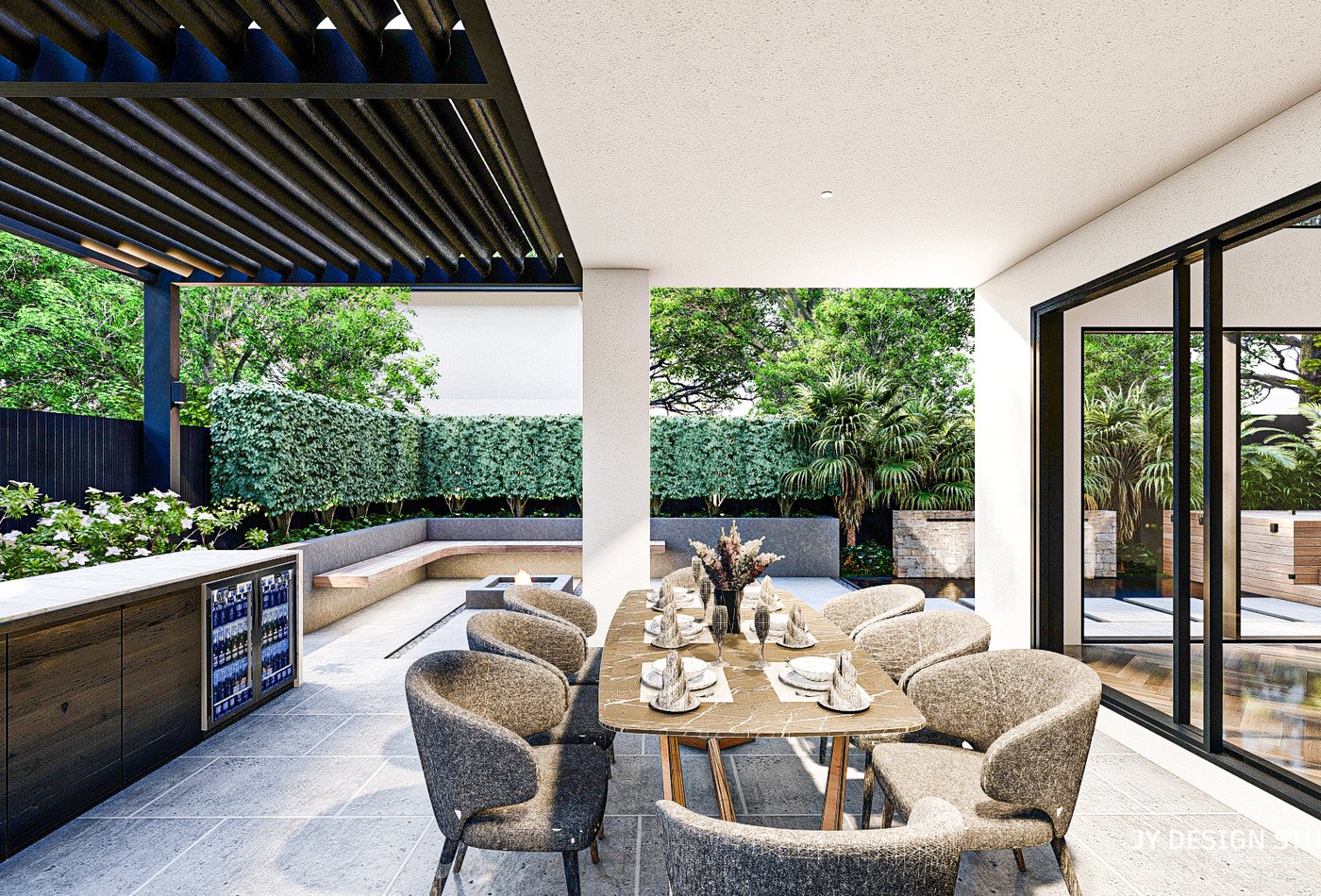 Contemporary outdoor living area